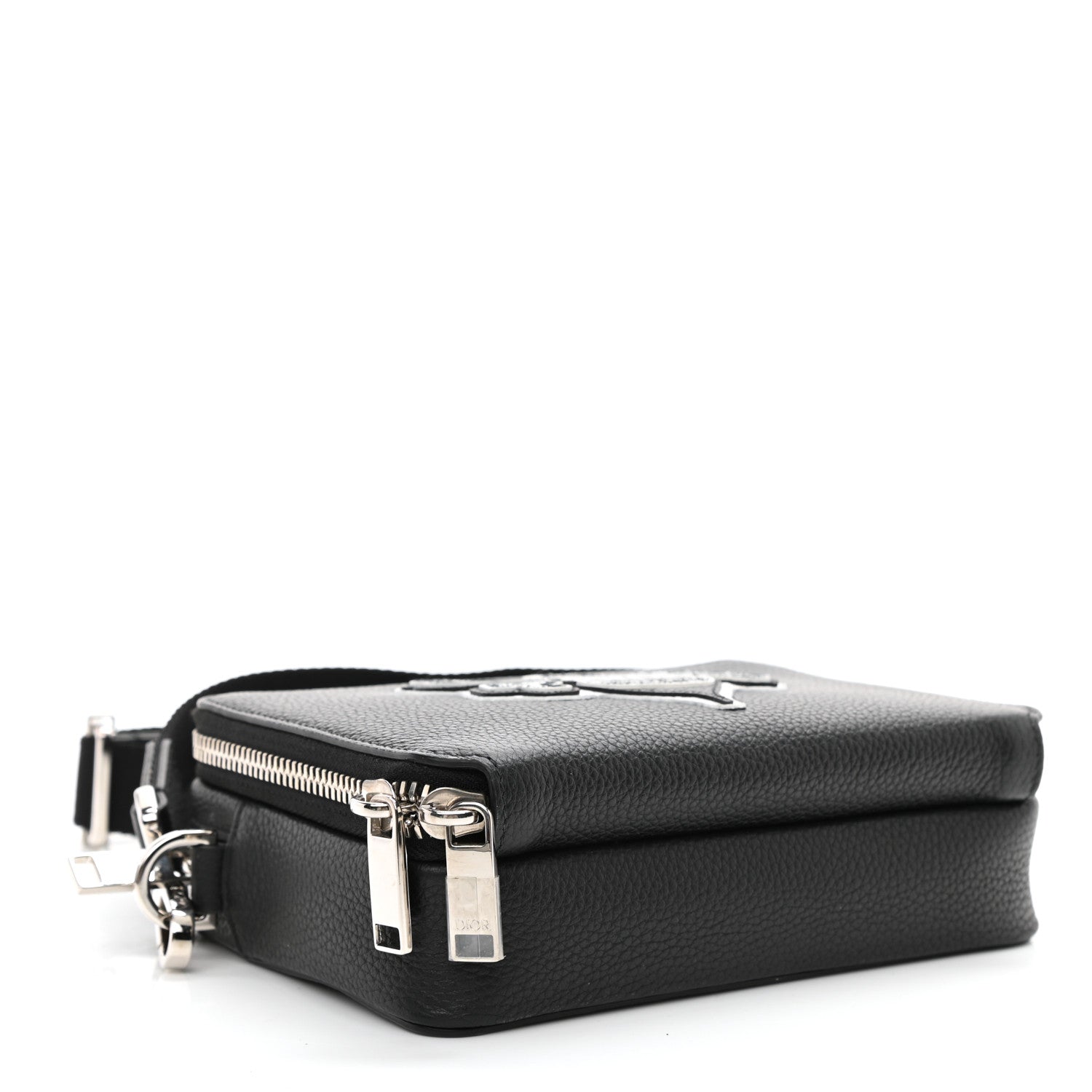 Christian Dior X SHAWN STUSSY Grained Calfskin Double Zip Crossbody Pouch Black 3 of 10