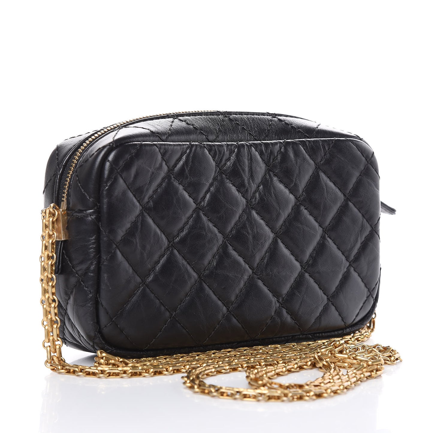 Aged Calfskin Quilted Mini Reissue Camera Case Black