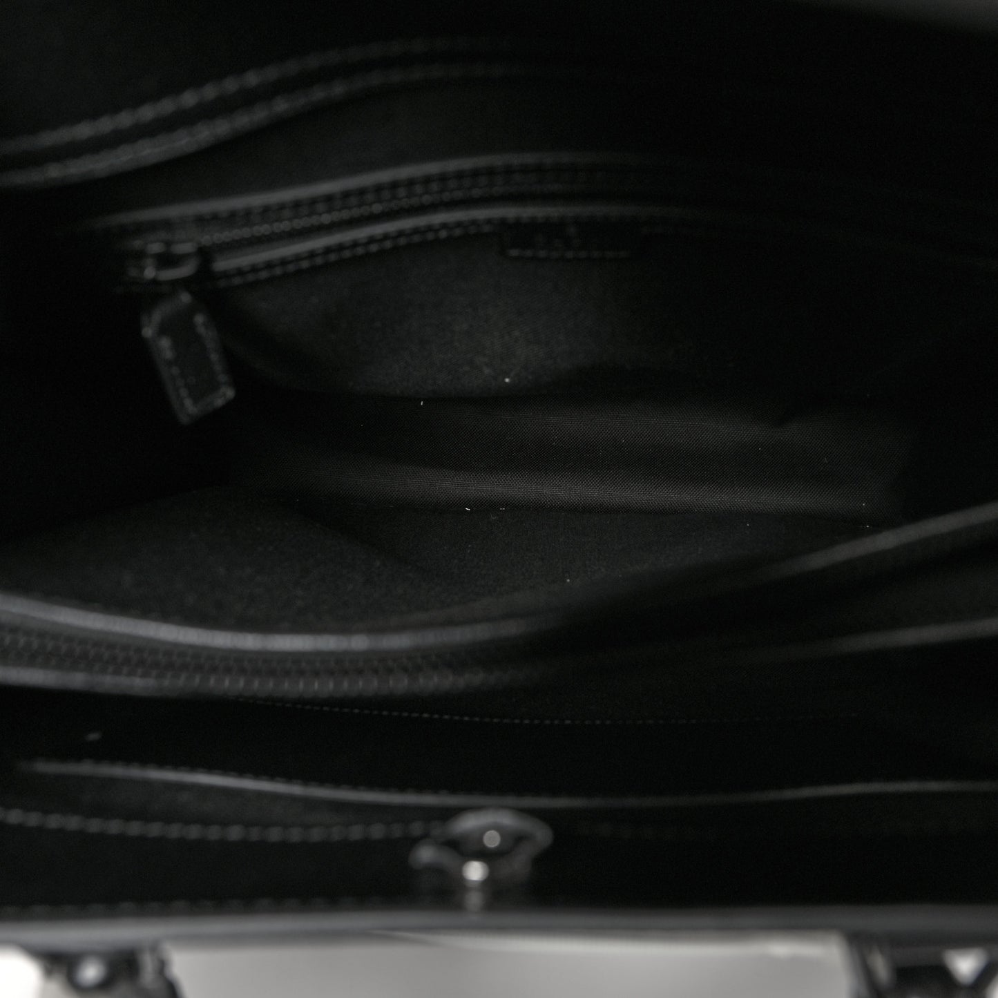 Textured Dollar Calfskin Web Monochrome Large Diana Tote Bag Black