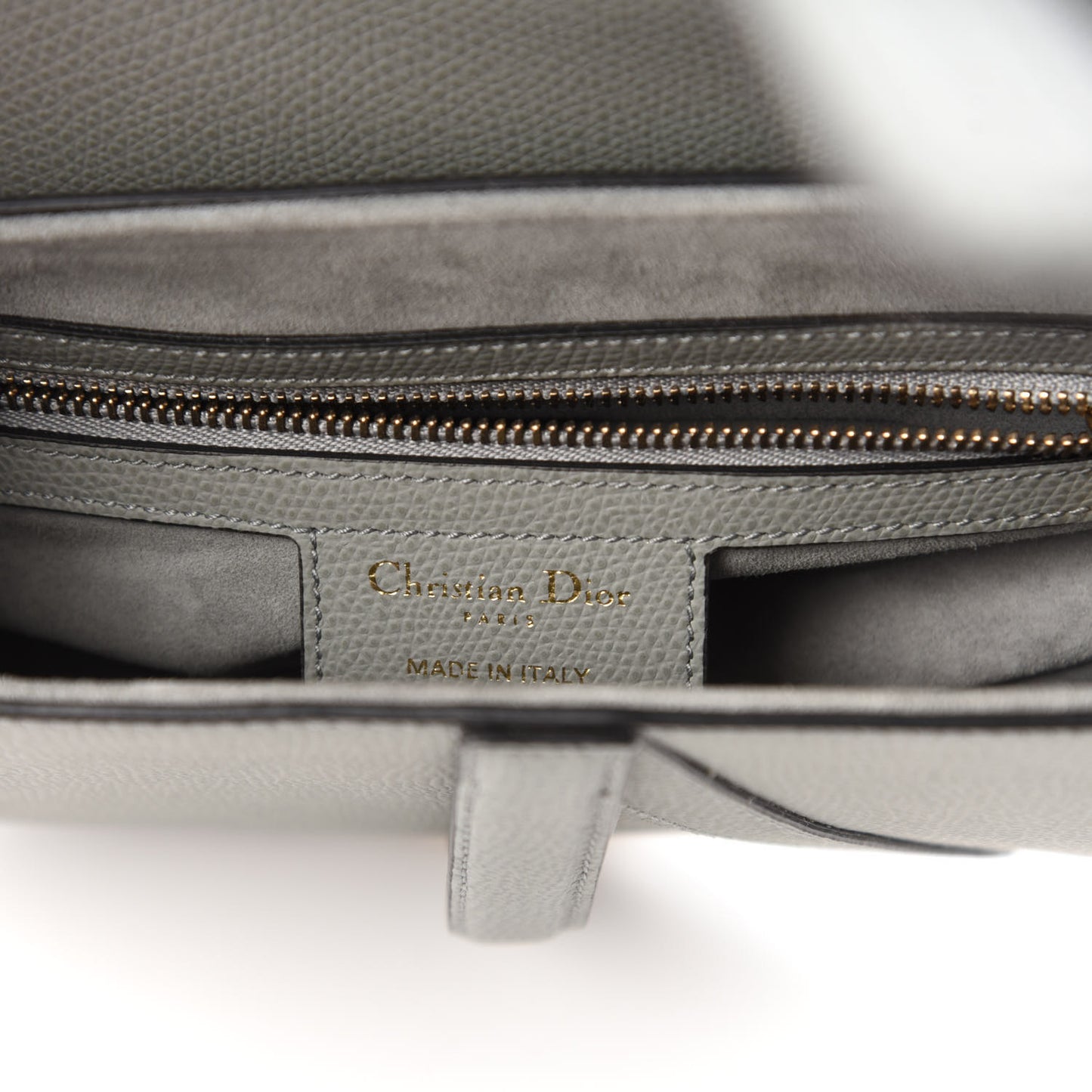 Grained Calfskin Saddle Bag Grey