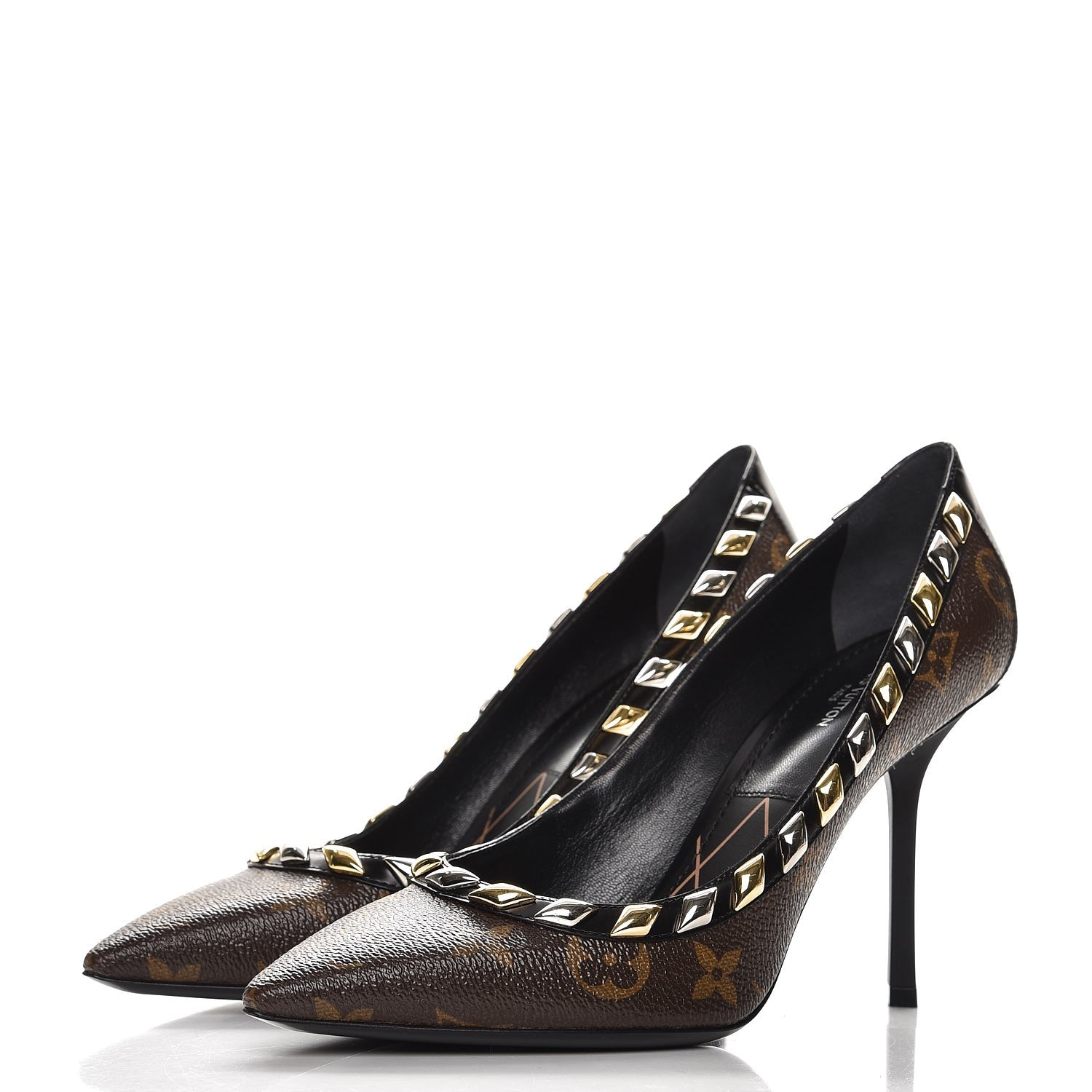 Louis Vuitton Calfskin Monogram Eldorado Pumps 37.5 Cacao 2 of 11