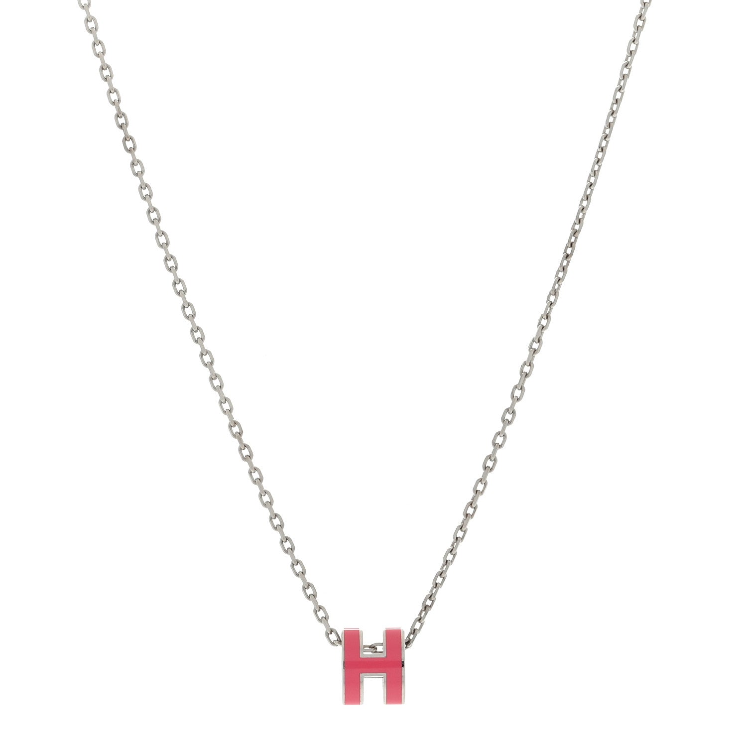 Hermes Lacquered Palladium Mini Pop H Pendant Necklace Rose Extreme 1 of 4