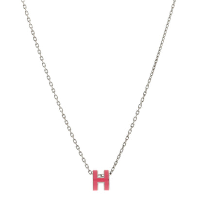 Hermes Lacquered Palladium Mini Pop H Pendant Necklace Rose Extreme 1 of 4