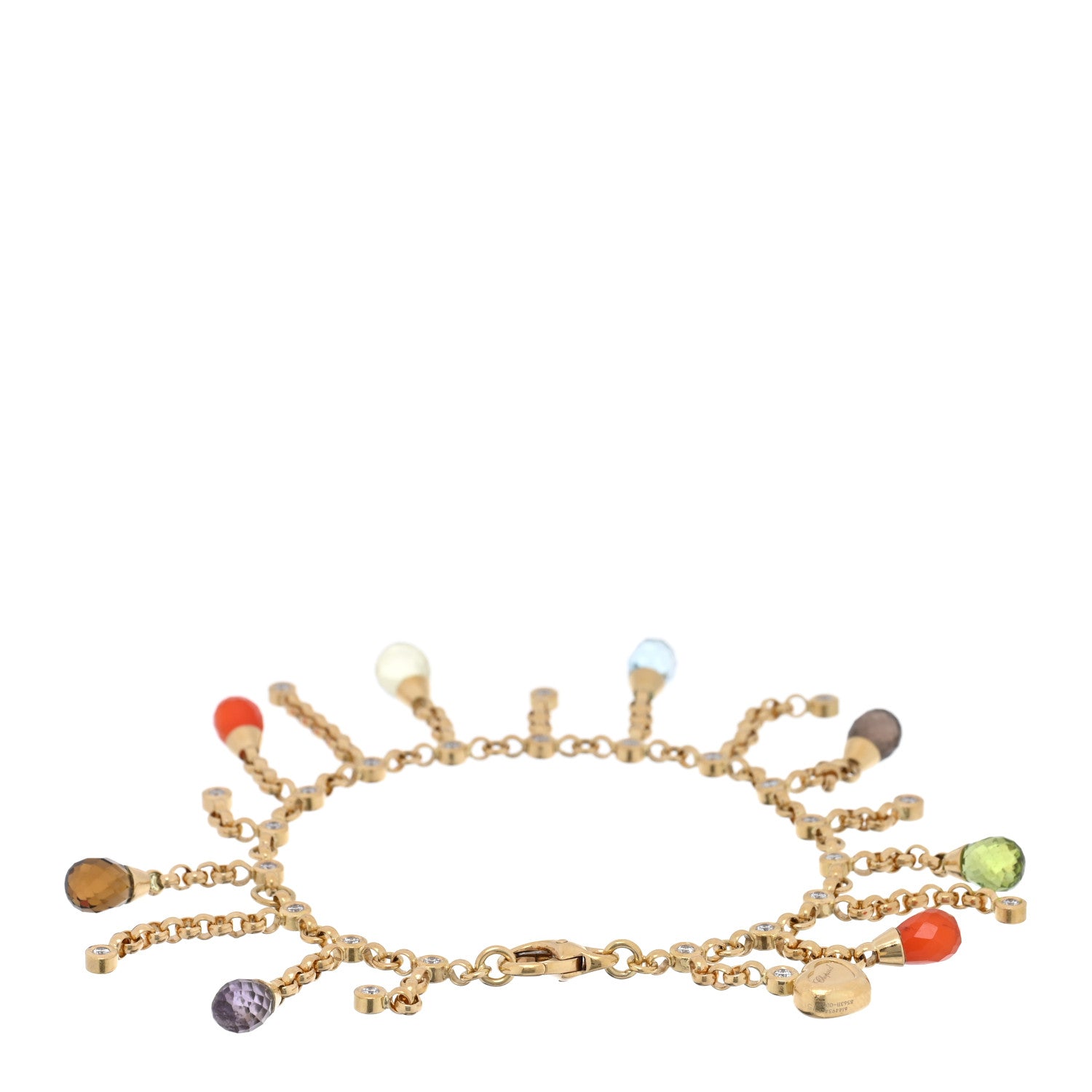 Chopard 18K Yellow Gold Diamond Multi Stone Dangle Charm Bracelet 2 of 3
