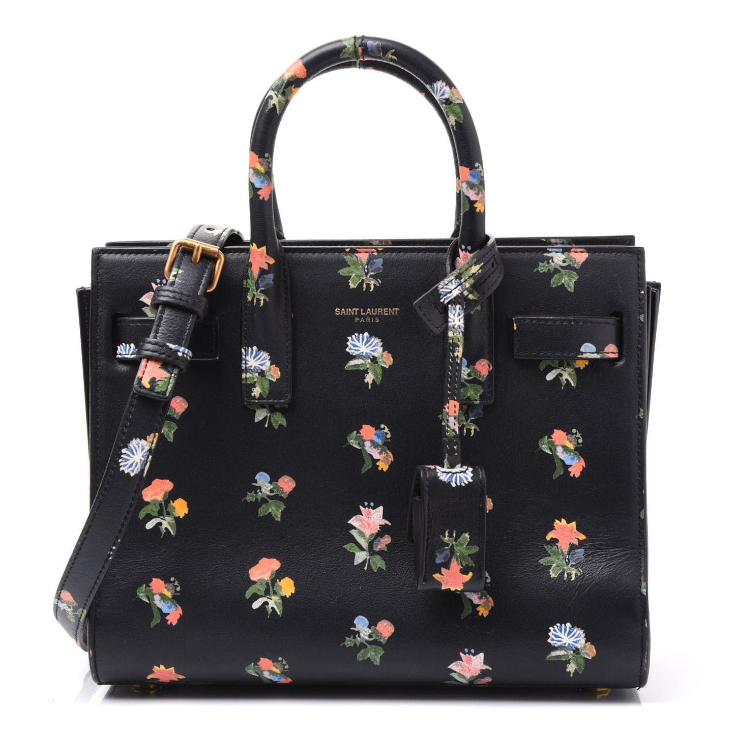 Calfskin Prairie Printed Nano Sac De Jour Black