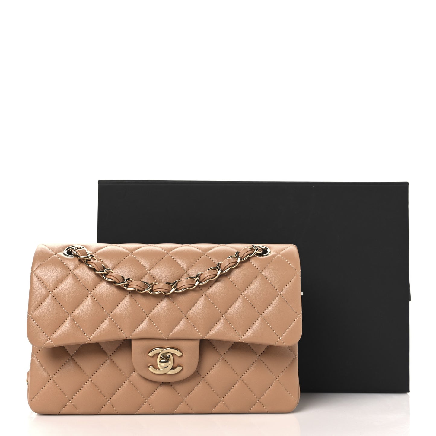 Lambskin Quilted Small Double Flap Brown