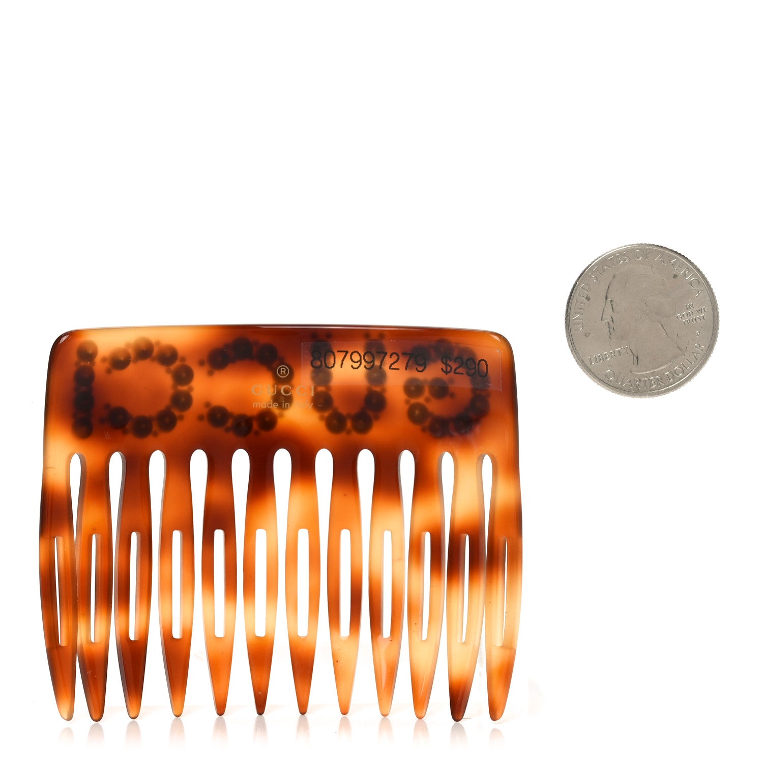 Gucci Resin Crystal Hair Comb Tortoiseshell 2 of 3
