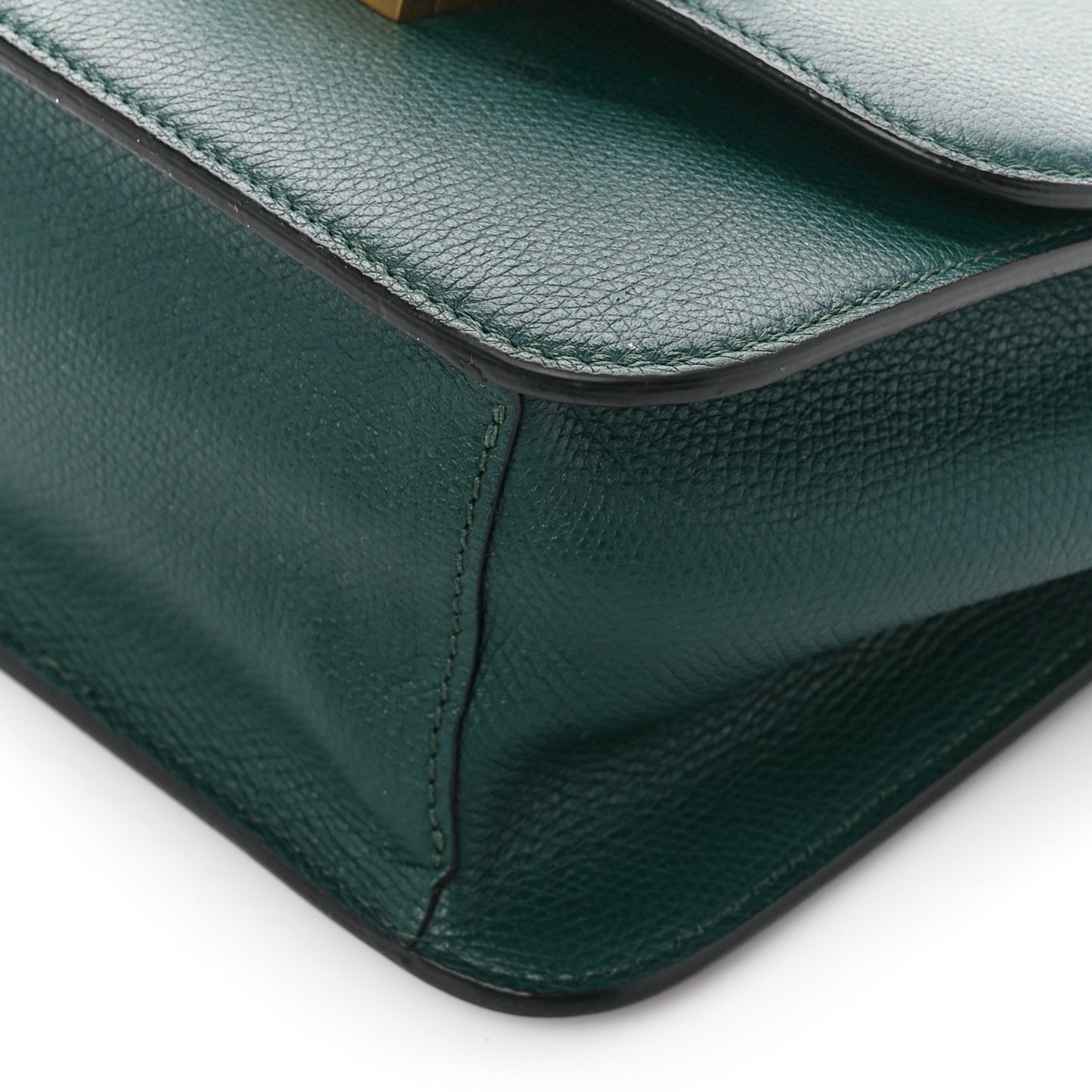 Grainy Calfskin Small VSling Shoulder Bag English Green