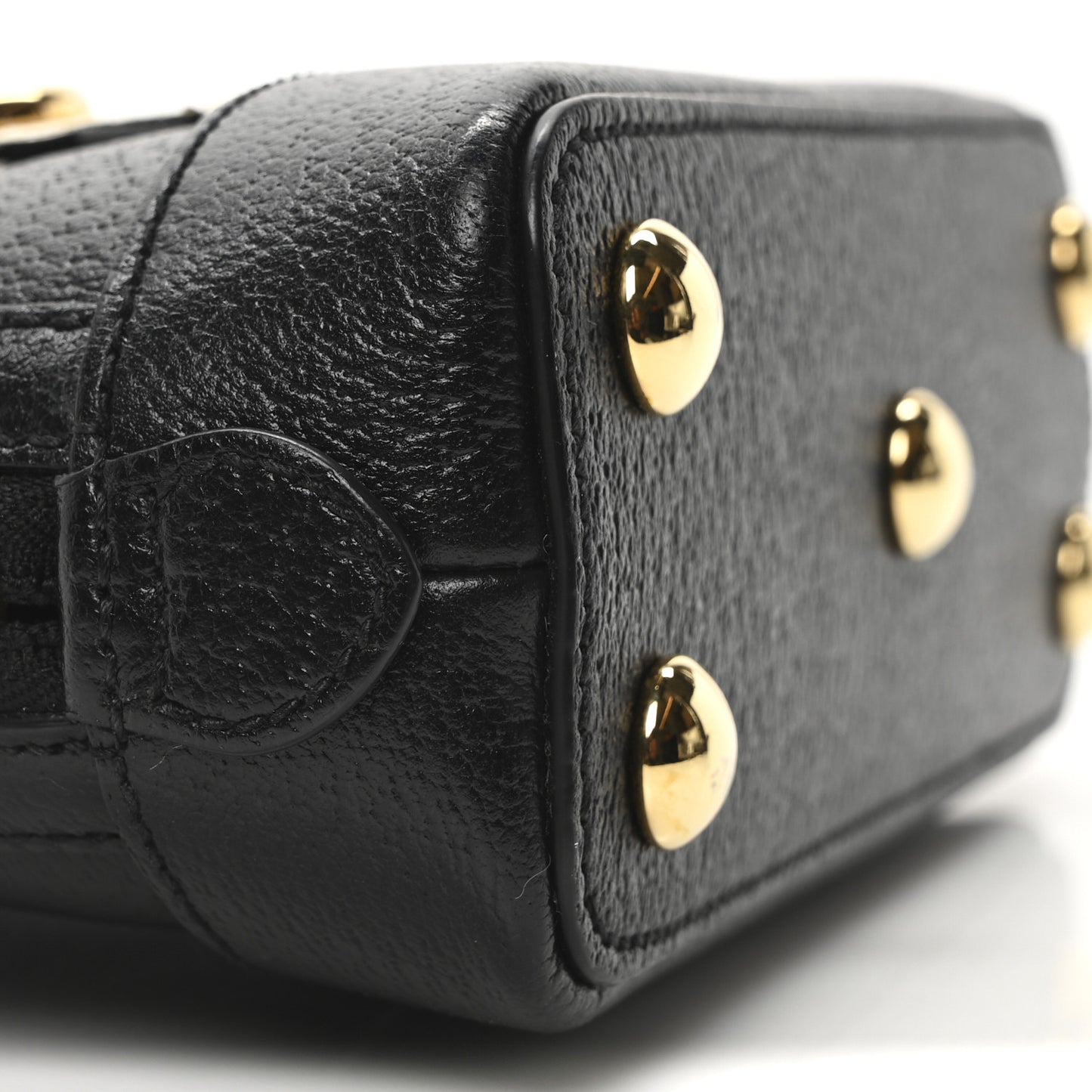 X ADIDAS Textured Dollar Calfskin Web Trefoil Mini Horsebit 1955 Top Handle Bag Black Off White