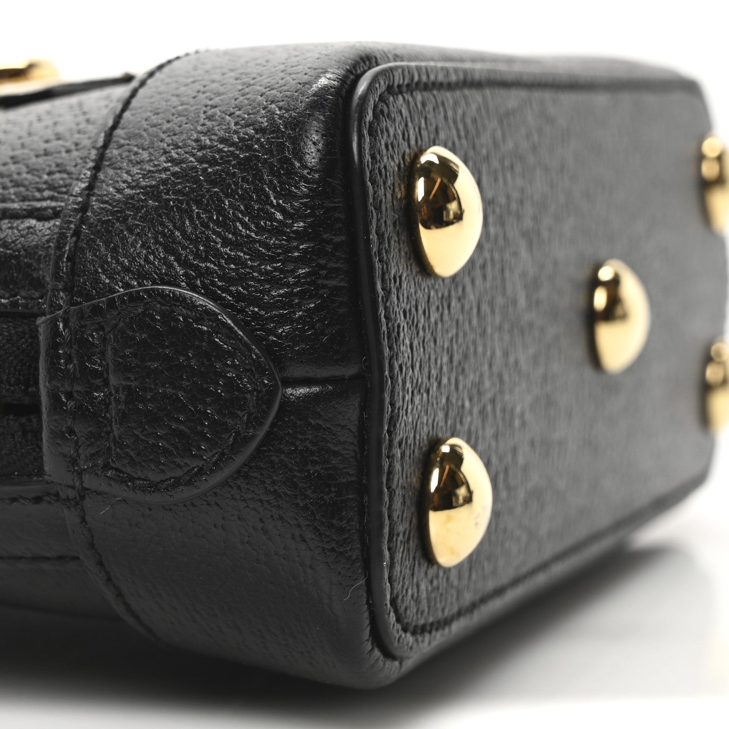Gucci X ADIDAS Textured Dollar Calfskin Web Trefoil Mini Horsebit 1955 Top Handle Bag Black Off White 9 of 10
