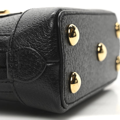 Gucci X ADIDAS Textured Dollar Calfskin Web Trefoil Mini Horsebit 1955 Top Handle Bag Black Off White 9 of 10
