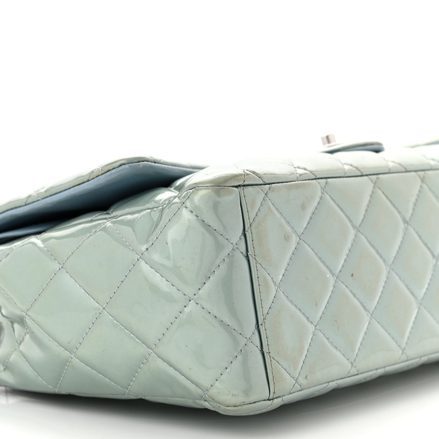 Chanel Patent Quilted Maxi Double Flap Light Blue 9 of 16