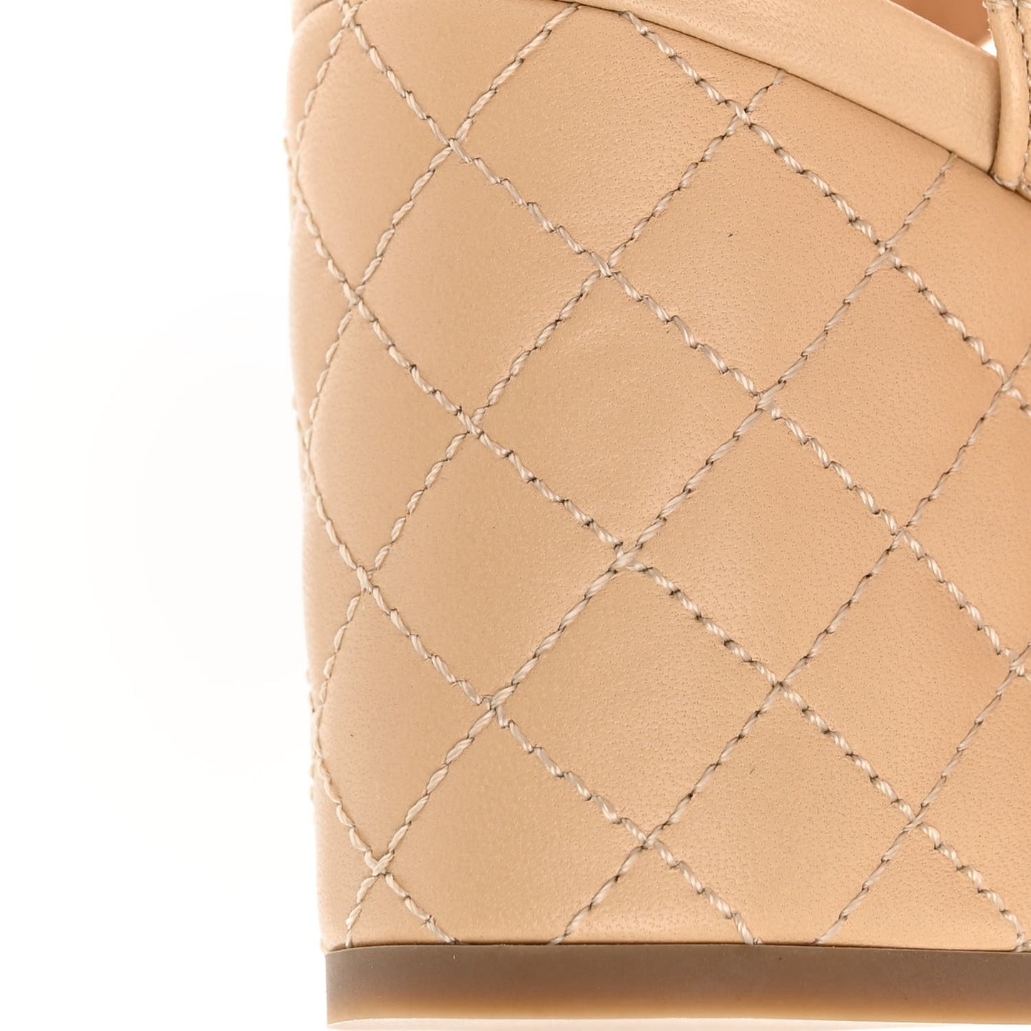 Lambskin Quilted Sandals 37 Beige