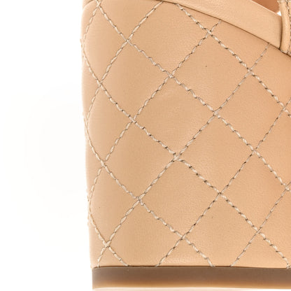 Chanel Lambskin Quilted Sandals 37 Beige 10 of 13