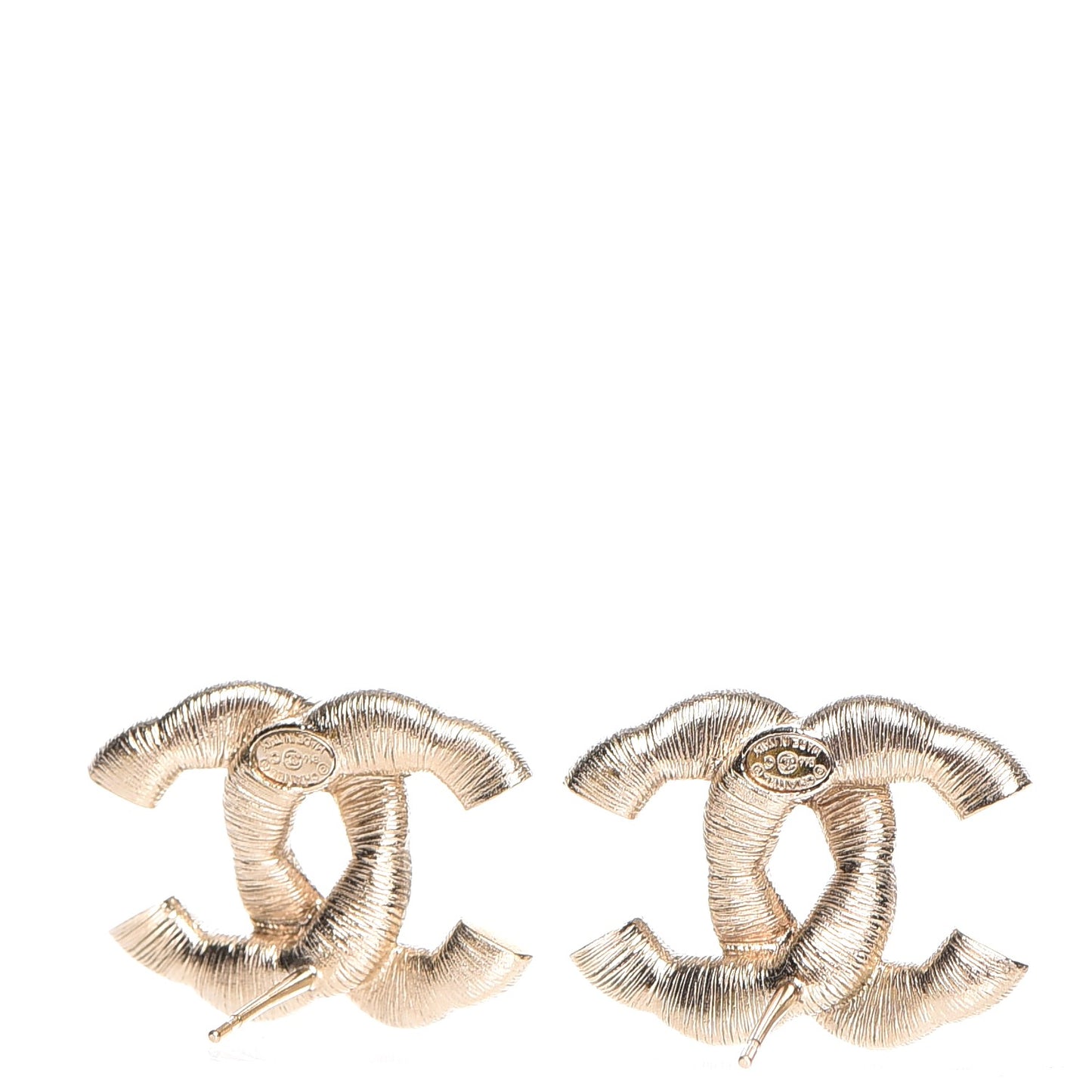 Crystal Twisted CC Earrings Light Gold Pale Pink
