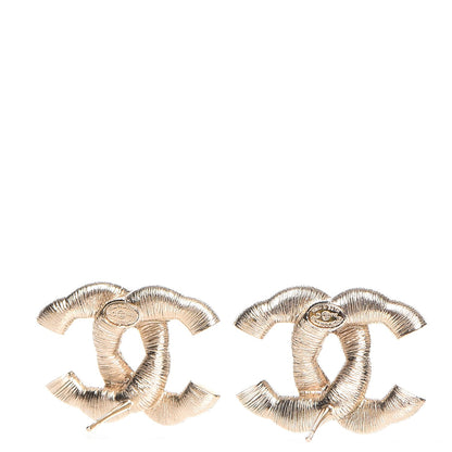 Chanel Crystal Twisted CC Earrings Light Gold Pale Pink 2 of 5