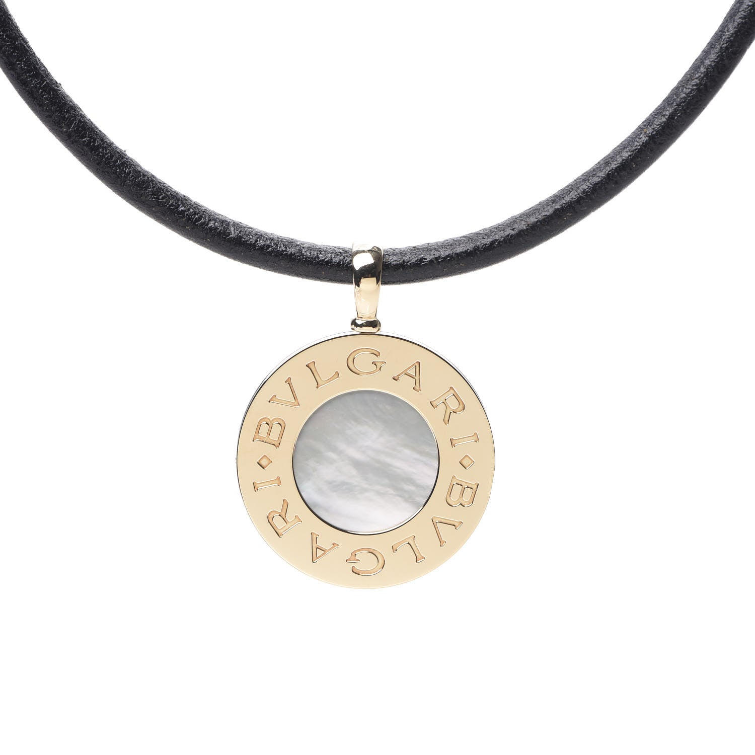 Bulgari Stainless Steel 18K Yellow Gold Black Onyx Mother of Pearl BVLGARI BVLGARI Cord Pendant Necklace 2 of 4