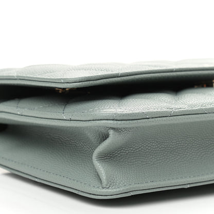 Chanel Caviar Quilted Wallet On Chain WOC Light Grey 10 of 11