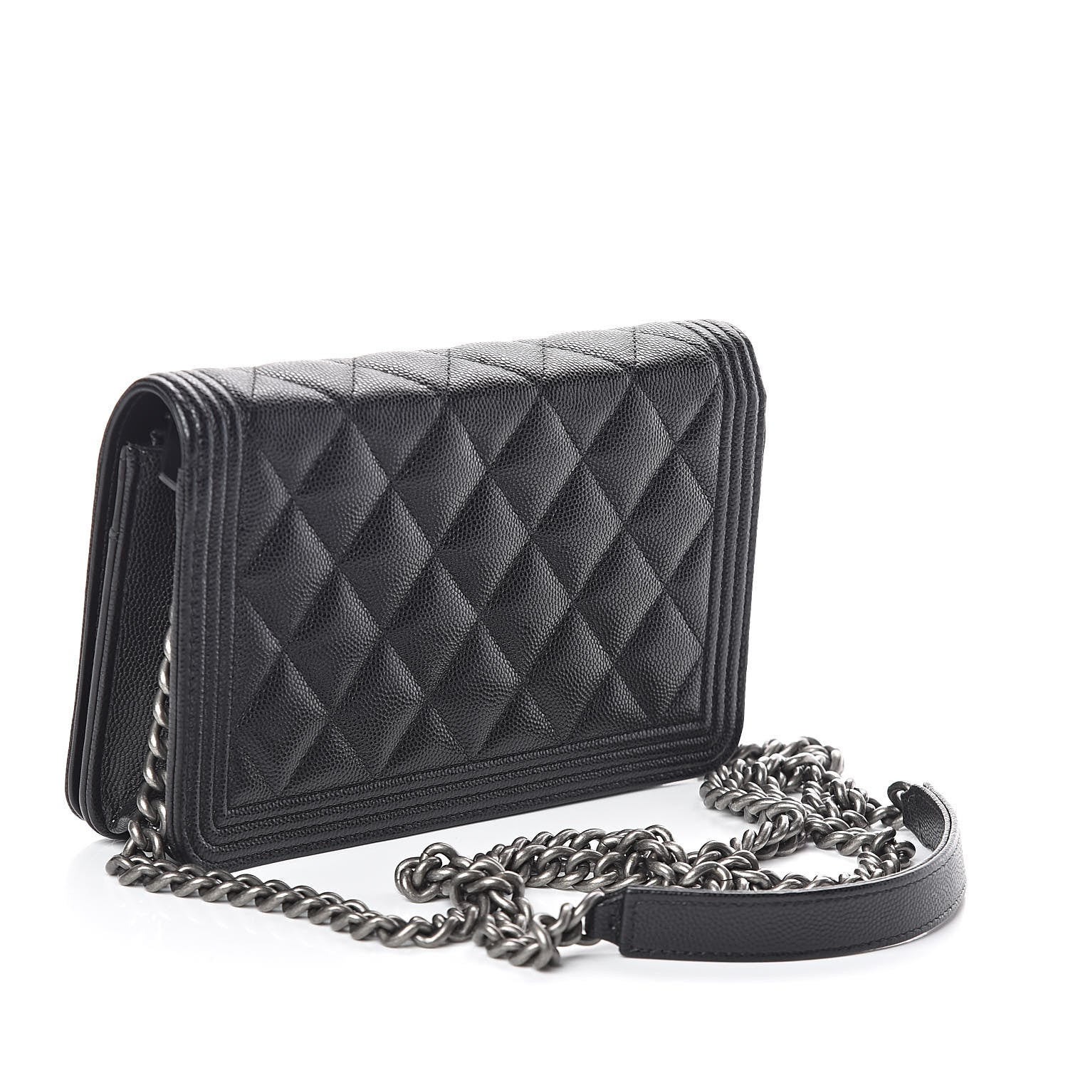 Chanel Caviar Quilted Boy Wallet On Chain WOC Black 3 of 11