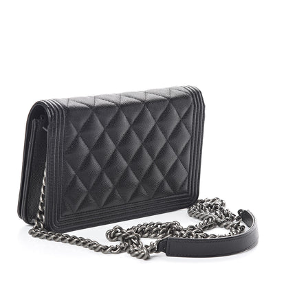 Chanel Caviar Quilted Boy Wallet On Chain WOC Black 3 of 11