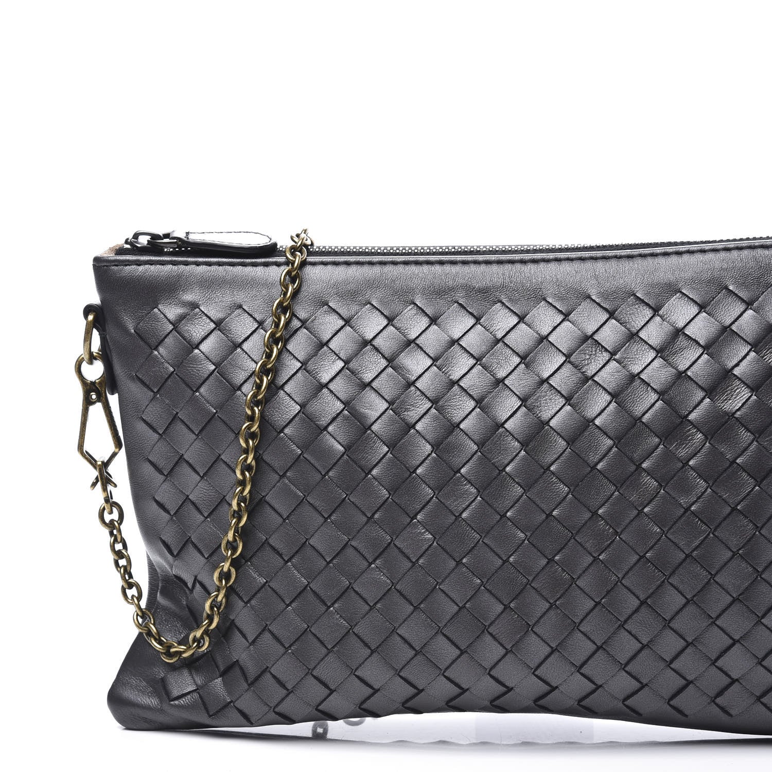 Bottega Veneta Nappa Intrecciato Biletto Chain Crossbody Antique Silver 9 of 9