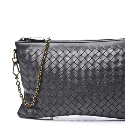 Bottega Veneta Nappa Intrecciato Biletto Chain Crossbody Antique Silver 9 of 9