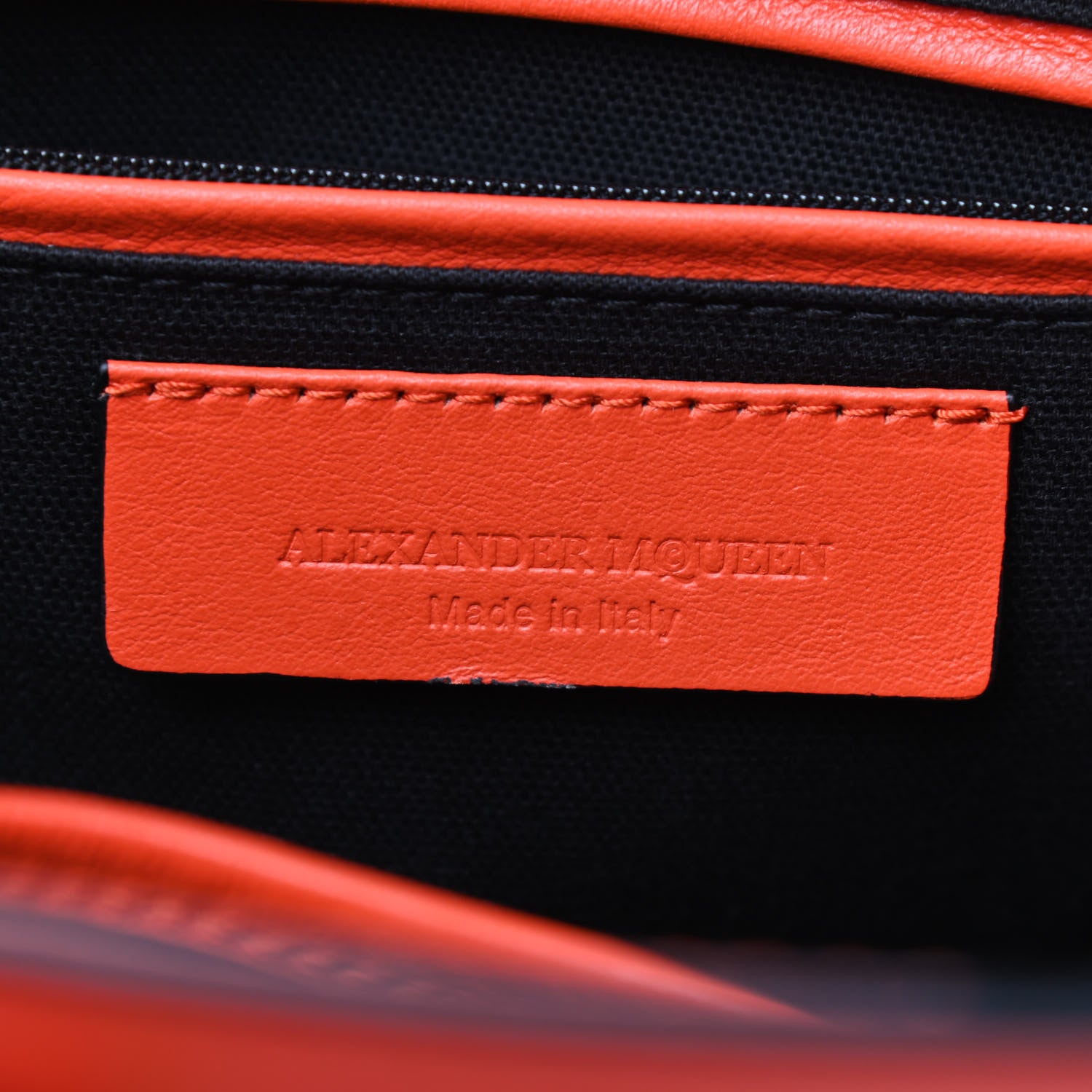 Alexander McQueen Pebbled Calfskin Small Skull Padlock Zip Around Tote Orange 6 of 10