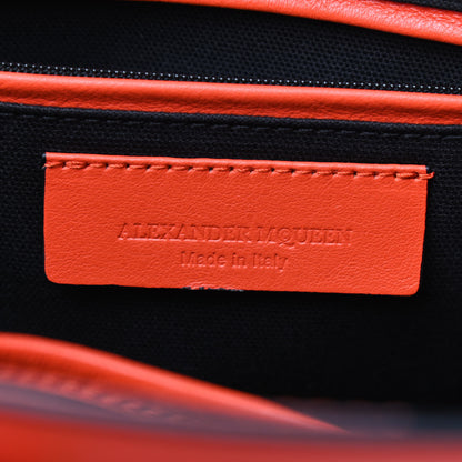 Alexander McQueen Pebbled Calfskin Small Skull Padlock Zip Around Tote Orange 6 of 10
