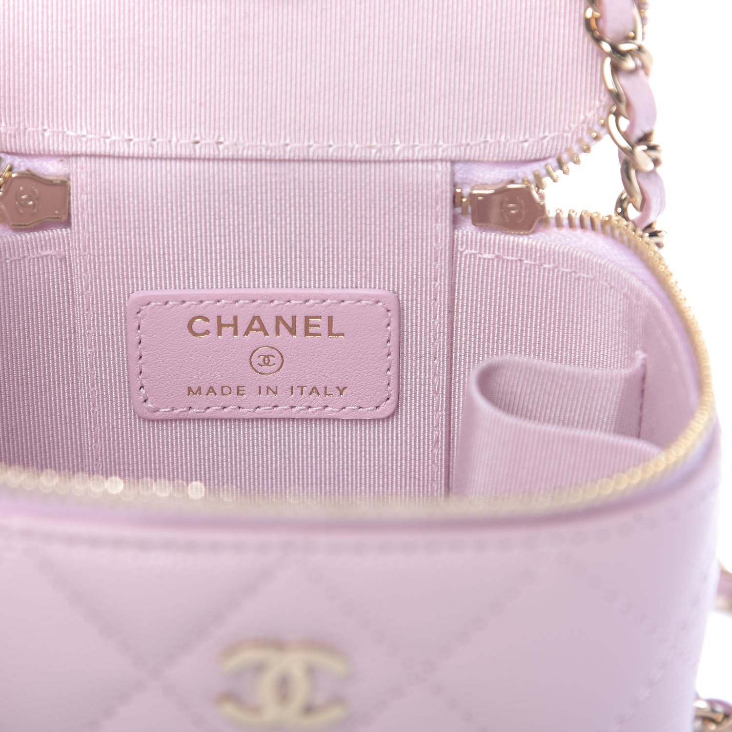 Chanel Caviar Quilted Mini Vanity Case With Chain Light Pink 8 of 10