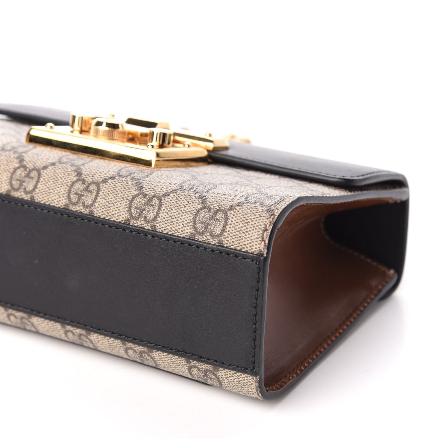 GG Supreme Monogram Calfskin Small Padlock Shoulder Bag Beige Black Cuir