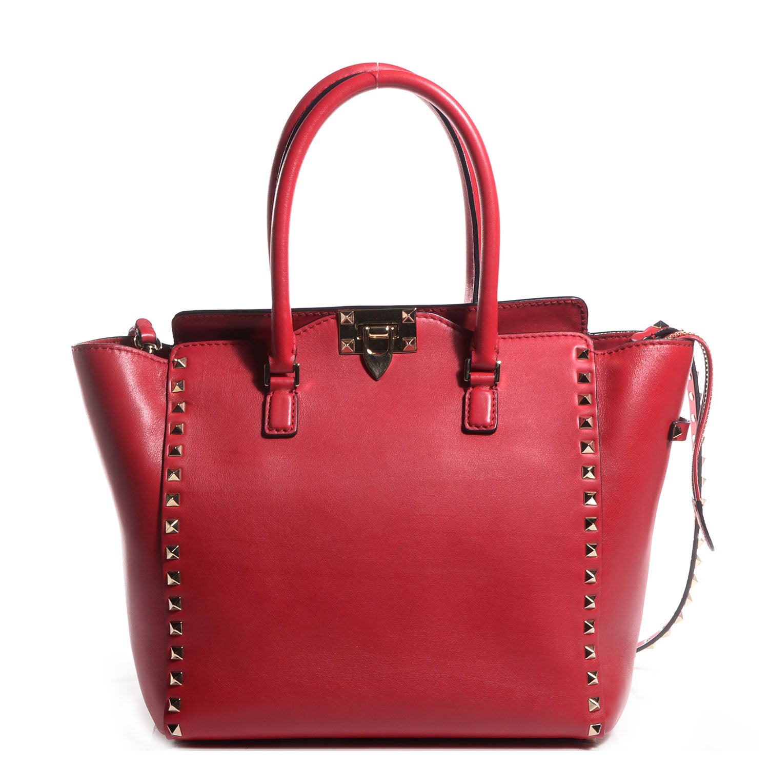 Valentino Garavani Vitello Rockstud Double Handle Tote Red 1 of 9