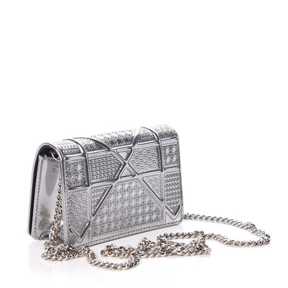 Christian Dior Metallic Patent Micro-Cannage Baby Diorama Flap Bag Silver 3 of 11
