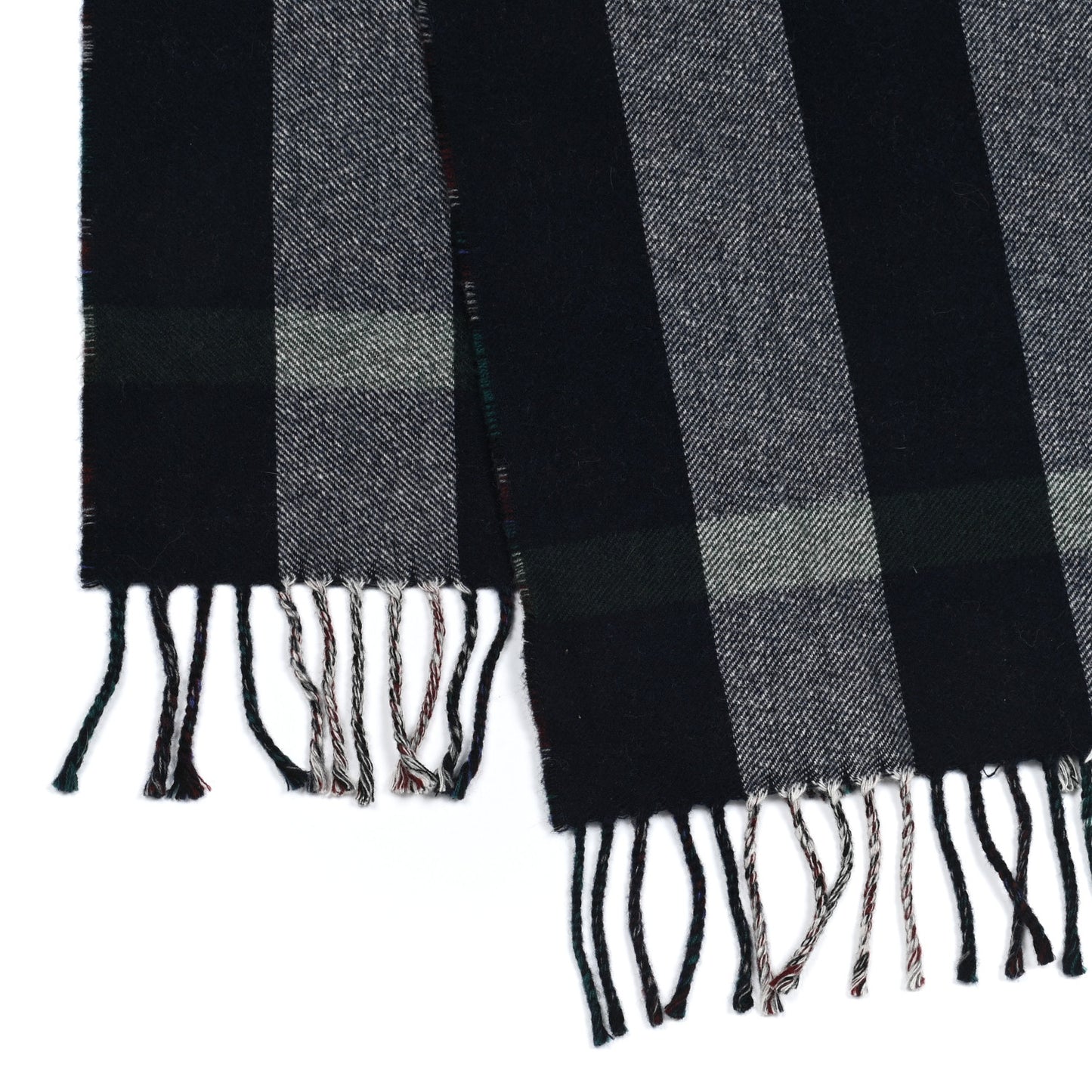Wool Reversible Check to Check Scarf Navy