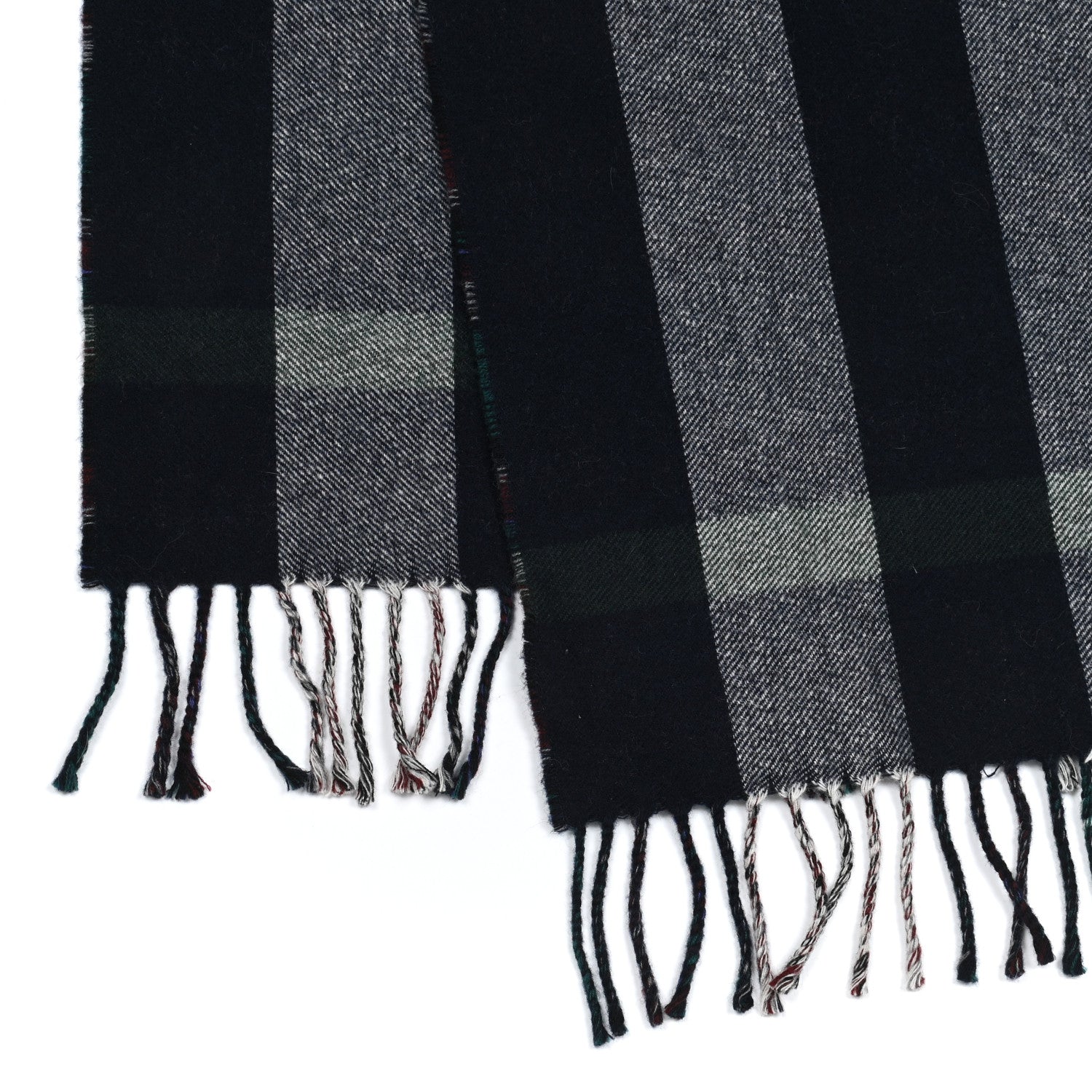 Burberry Wool Reversible Check to Check Scarf Navy 3 of 4