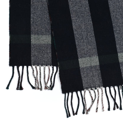 Burberry Wool Reversible Check to Check Scarf Navy 3 of 4