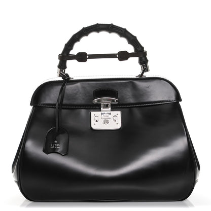 Gucci Regent Calfskin Bamboo Large Lady Lock Top Handle Bag Black 1 of 8