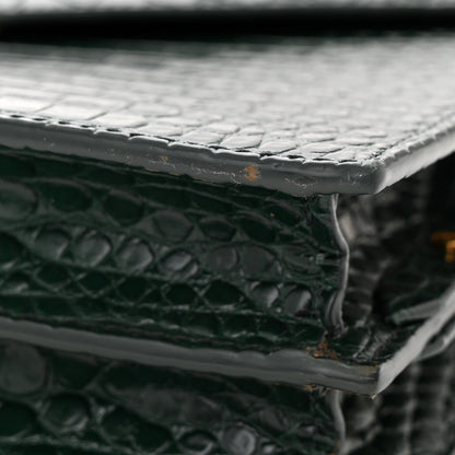 Saint Laurent Calfskin Crocodile Embossed Monogram Cassandra Clasp Bag Dark Mint 11 of 12