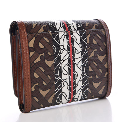 Burberry E-Canvas Monogram Stripe Small Lancaster Folding Wallet Bridle Brown 3 of 8