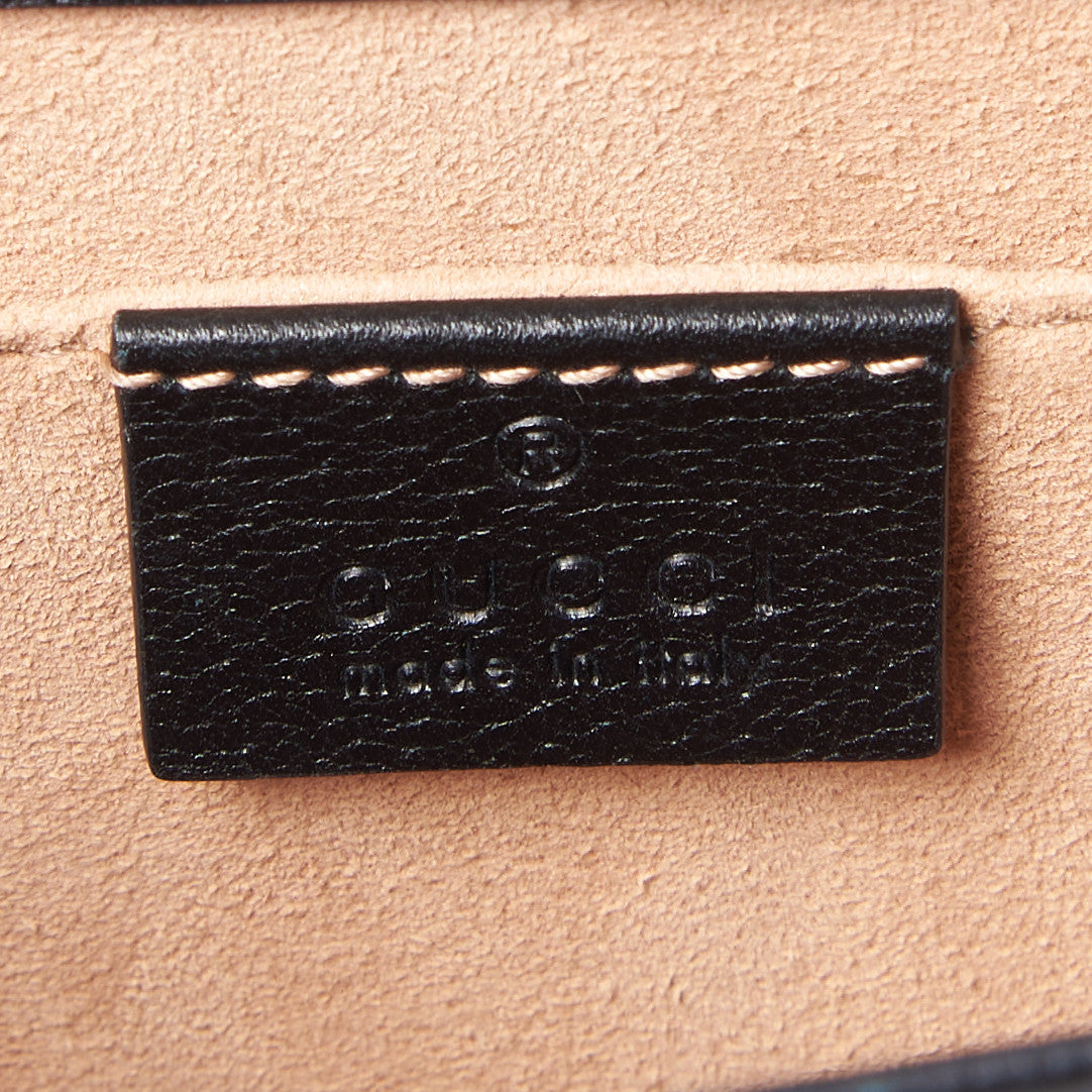 Gucci Calfskin Web Crystal Butterfly Stripe Small Totem Shoulder Bag Black 8 of 9