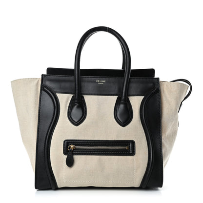 Celine Natural Canvas Smooth Calfskin Mini Luggage Cream 1 of 10