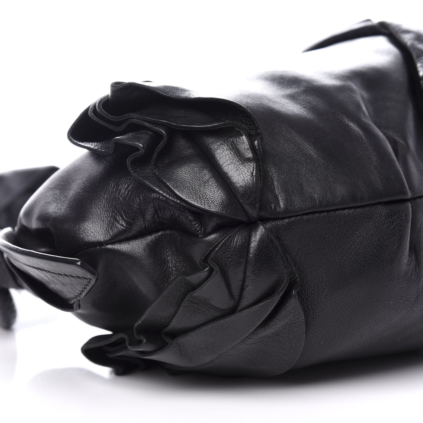 Nappa Mordore Ruffle Shoulder Bag Black