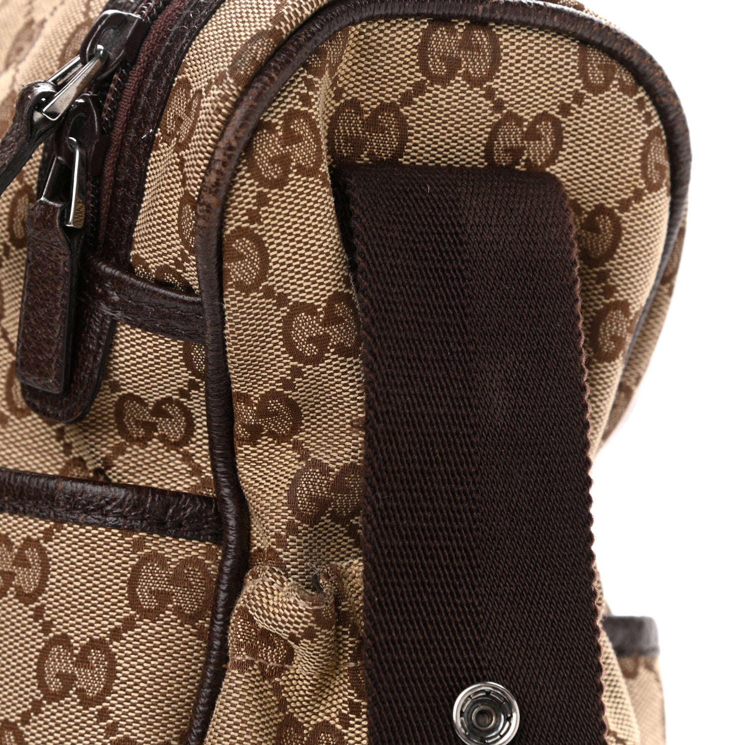 Gucci Monogram Natural Pigskin Large Diaper Bag Beige Ebony Cocoa Dark Chocolate 12 of 12