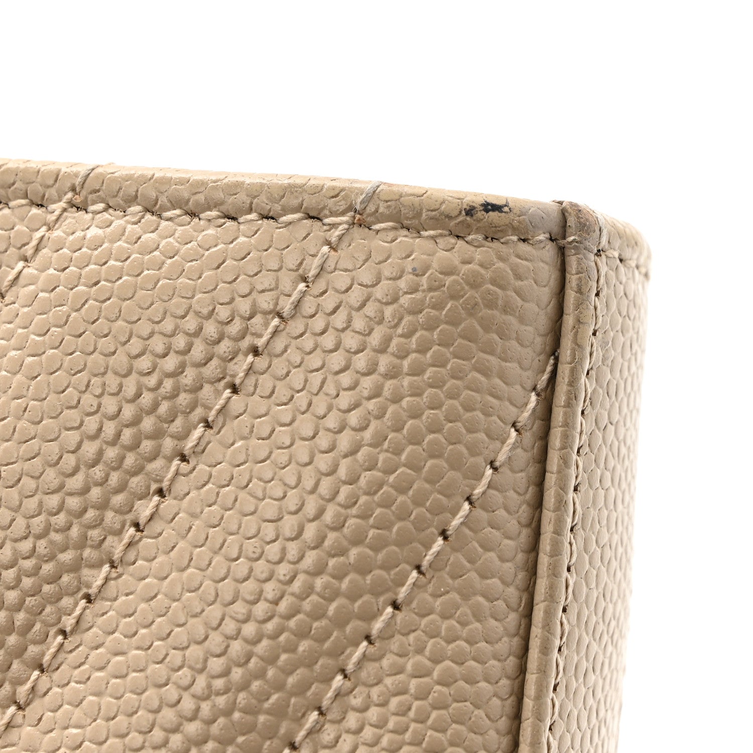 Saint Laurent Grain De Poudre Matelasse Chevron Monogram Chain Wallet Dark Latte 14 of 15