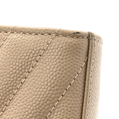 Saint Laurent Grain De Poudre Matelasse Chevron Monogram Chain Wallet Dark Latte 14 of 15