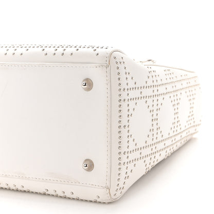 Christian Dior Lambskin Studded Cannage Medium Lady Dior White 10 of 13