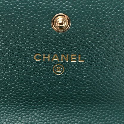 Chanel Caviar Quilted Boy Card Holder On Chain Green 6 of 8