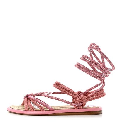 Louis Vuitton Fabric Maia Rope Flat Sandal 38 Rose Clair 1 of 7