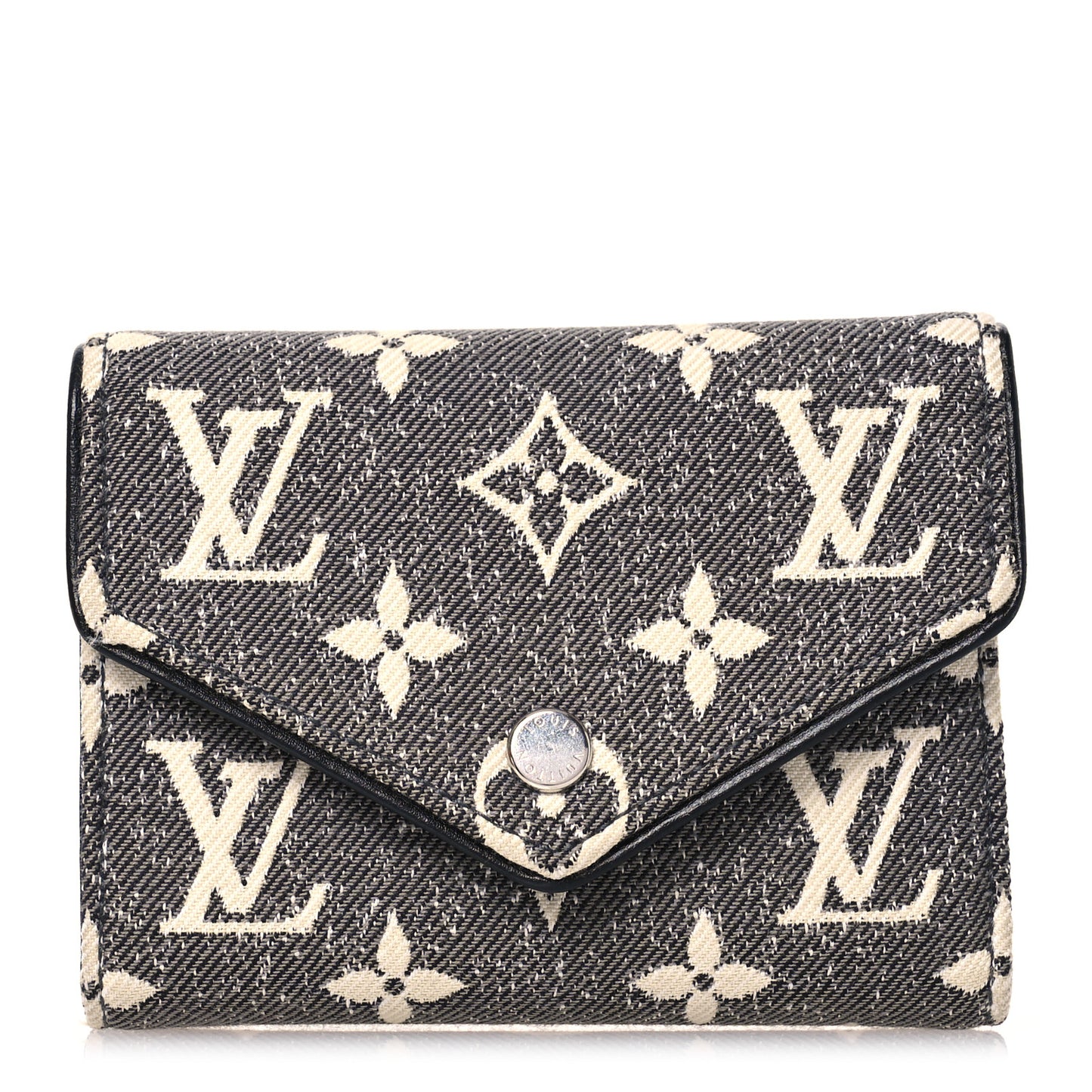 Denim Monogram Jacquard Victorine Wallet Grey