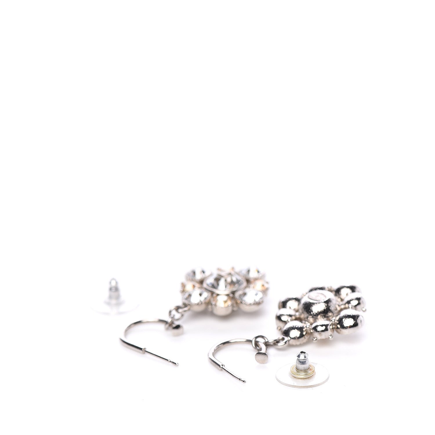 Chanel Crystal CC Dangle Earrings Silver 3 of 5