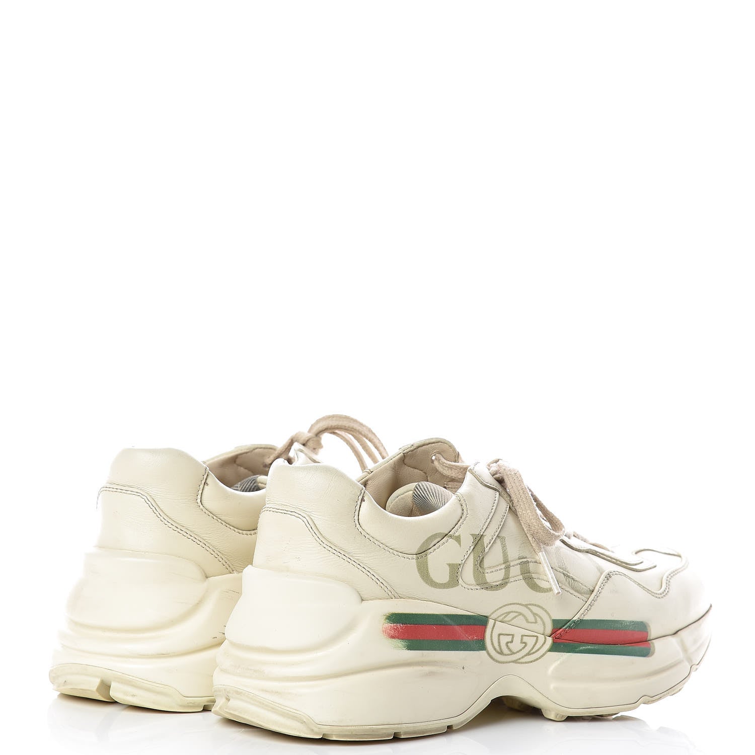 Gucci Calfskin Logo Womens Rhyton Sneakers 35.5 Ivory 4 of 16
